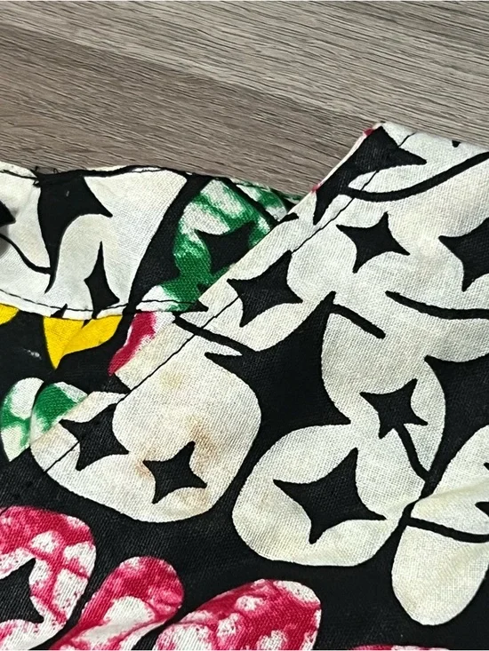 African Stars One Size Maxi Dress White Green Long Sleeve Cotton Tribal Ethnic - Picture 6 of 11